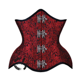 Red and Black Brocade With Front Clasps Gothic Underbust Waist Training Corset